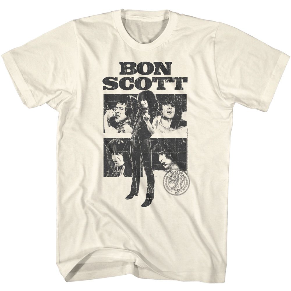 Natural Bon Scott t-shirt featuring Bon Scott Collage portrait design