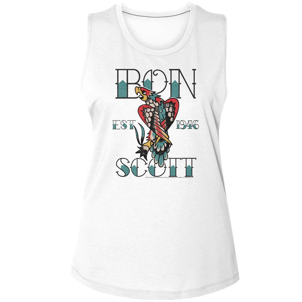 Bon Scott Ladies Muscle Tank - Tattoo
