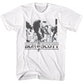 White Bon Scott t-shirt featuring Bon Scott Singing With Microphone live design