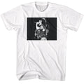 White Bon Scott t-shirt featuring Bon Scott Black And White portrait design