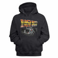 Charcoal Heather Back to the Future pullover hoodie featuring a DeLorean Rear design