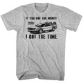 Gray heather Back to the Future t-shirt featuring Back to the Future Got Da Money design