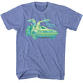 Light blue heather Back to the Future t-shirt featuring Back to the Future Car Chillin DeLorean design