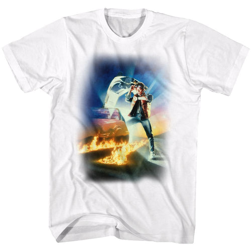 White Back to the Future t-shirt featuring Back to the Future poster design