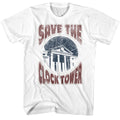 White Back to the Future t-shirt featuring Back to the Future Saves The Day white tee design