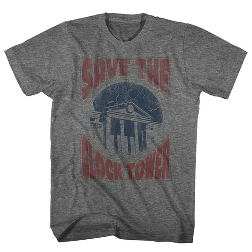 Graphite heather Back to the Future t-shirt featuring Back to the Future Saves The Day design