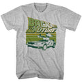 Gray heather Back to the Future t-shirt featuring Back to the Future Green Flight design