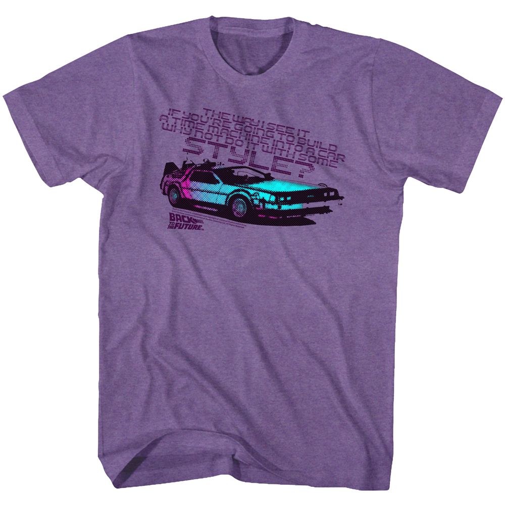 Purple heather Back to the Future t-shirt featuring Back to the Future A Little Style design