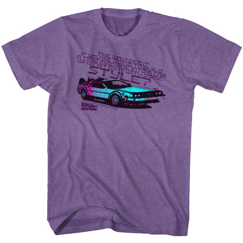 Purple heather Back to the Future t-shirt featuring Back to the Future A Little Style design