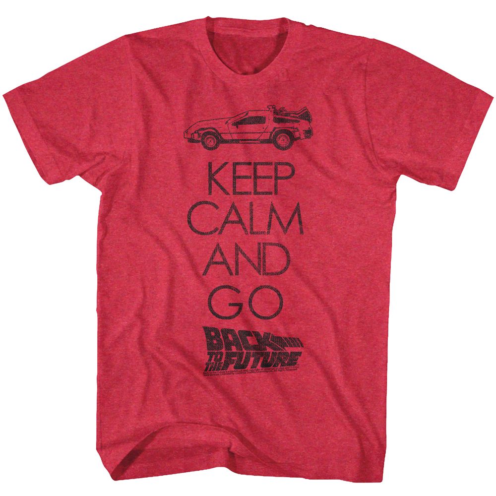 Red heather Back to the Future t-shirt featuring Back to the Future Keep Calm design