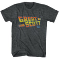 Black heather Back to the Future t-shirt featuring Back to the Future Great Scott design