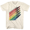 Natural Back to the Future t-shirt featuring Back to the Future Rainbow time trails design