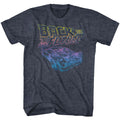 Navy heather Back to the Future t-shirt featuring Back to the Future Now You See It design