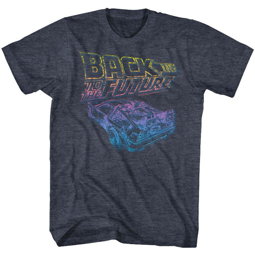 Navy heather Back to the Future t-shirt featuring Back to the Future Now You See It design