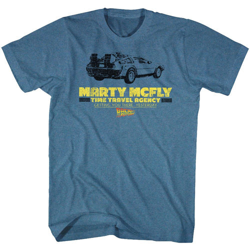 Indigo heather Back to the Future t-shirt featuring Back to the Future Time In A Car design