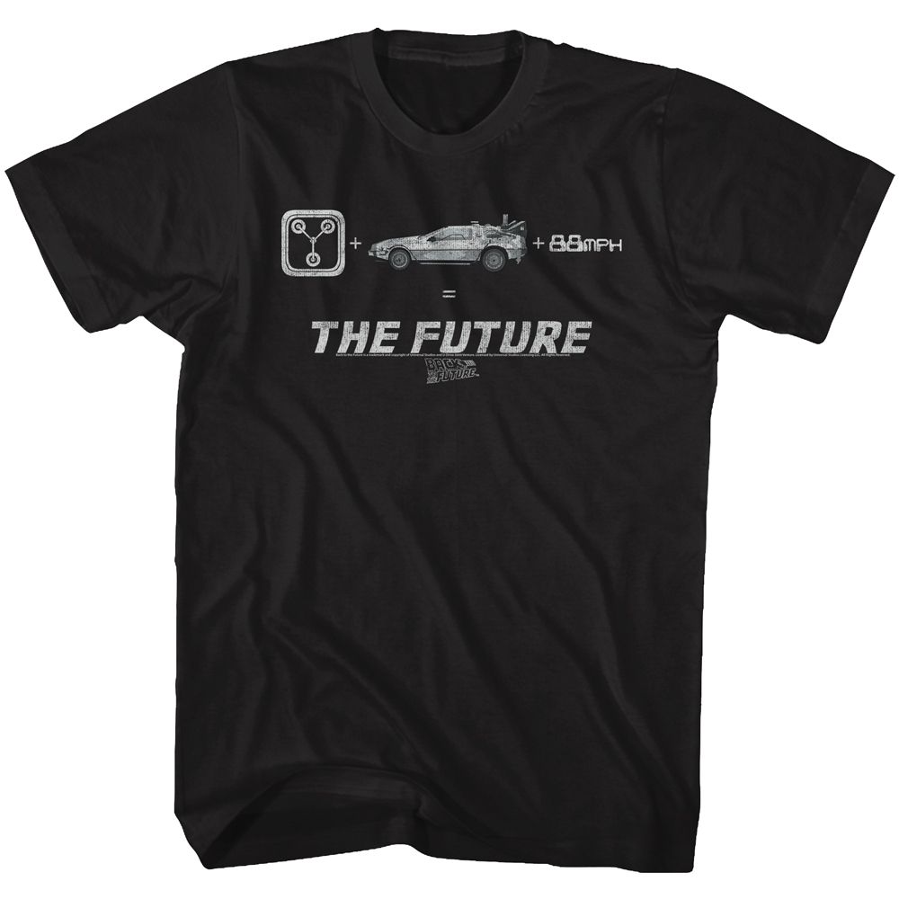 Black Back to the Future t-shirt featuring Back to the Future The Future text design