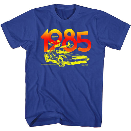Royal blue Back to the Future t-shirt featuring Back to the Future Way Back design