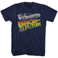 Navy Back to the Future t-shirt featuring Back to the Future 8-Bit pixel art design