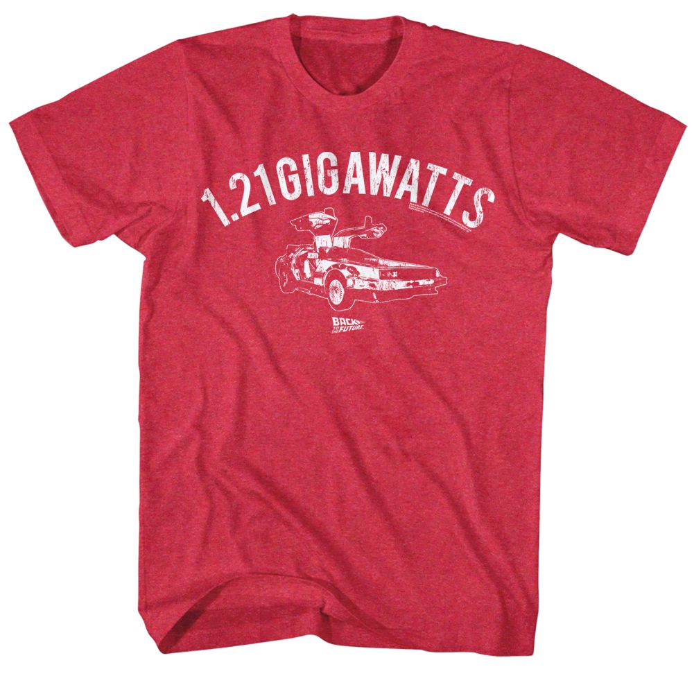 Red heather Back to the Future t-shirt featuring Back to the Future The B Team Marty And Doc design