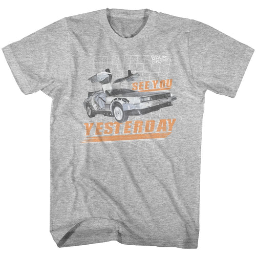 Gray heather Back to the Future t-shirt featuring Back to the Future See You design