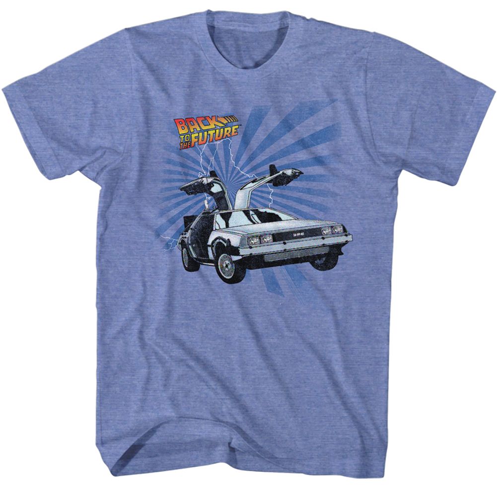 Light blue heather Back to the Future t-shirt featuring Back to the Future Comical design