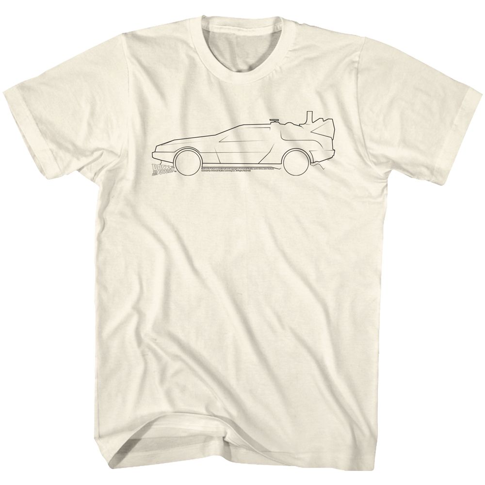 Natural Back to the Future t-shirt featuring Back to the Future Lines time trails design
