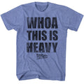 Light blue heather Back to the Future t-shirt featuring Back to the Future Heavy quote design