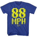 Royal blue Back to the Future t-shirt featuring Back to the Future 88 MPH design