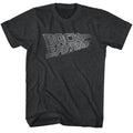 Black heather Back to the Future t-shirt featuring Back to the Future white logo design