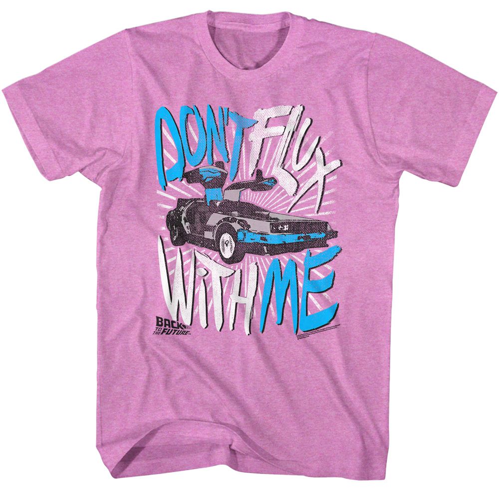 Neon purple heather Back to the Future t-shirt featuring Back to the Future Flux Off design