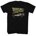 Black Back to the Future t-shirt featuring Back to the Future BTF logo design