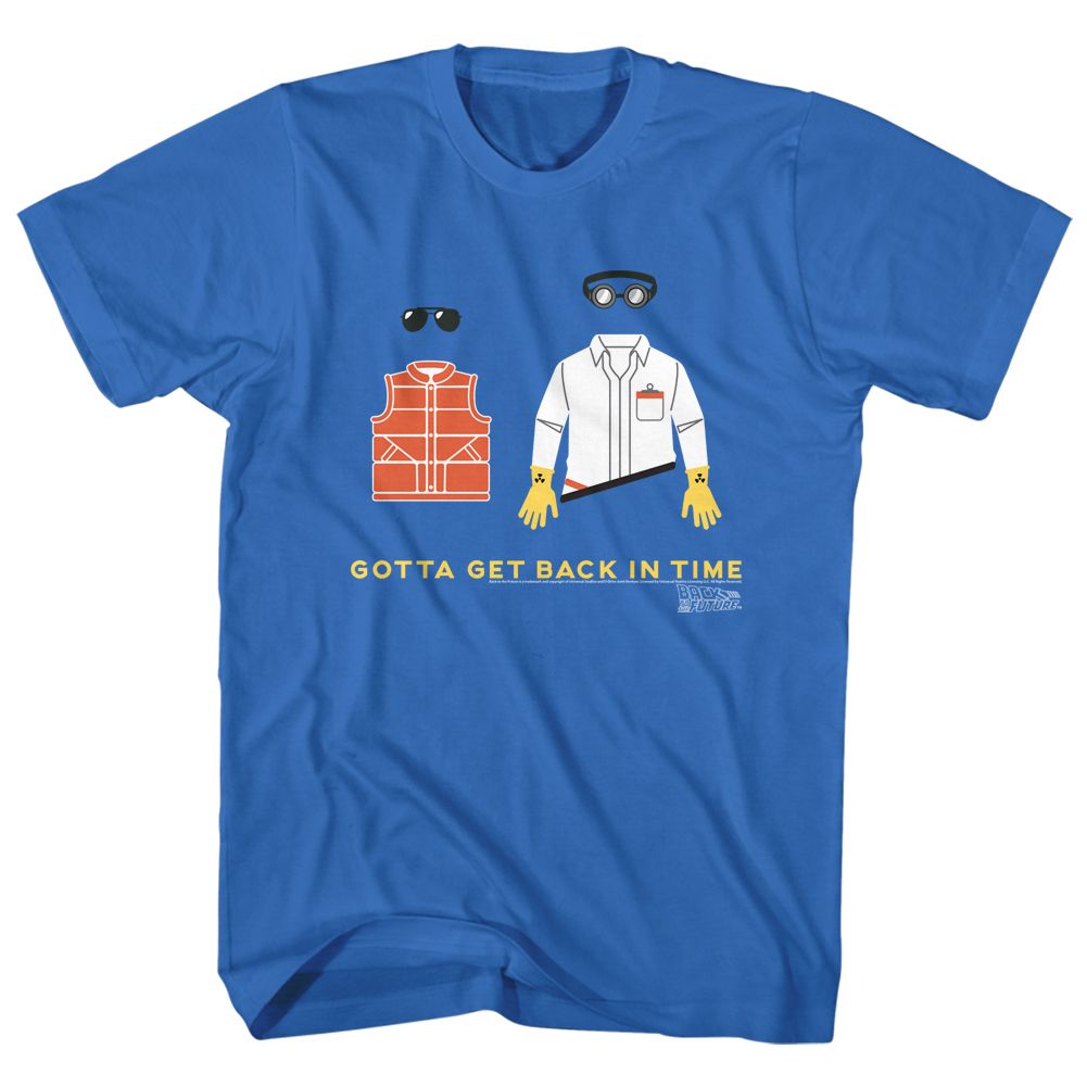 Royal blue Back to the Future t-shirt featuring Back to the Future Gotta Get Back design