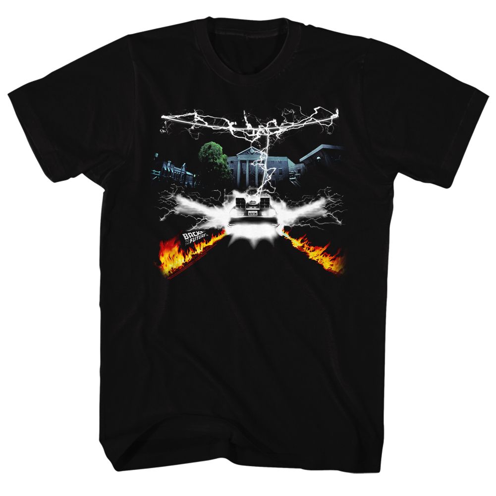 Black Back to the Future t-shirt featuring Back to the Future Collage design