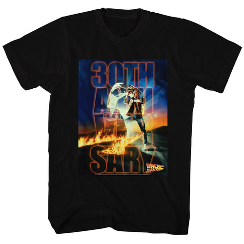 Black Back to the Future t-shirt featuring Back to the Future 30th Anniversary design