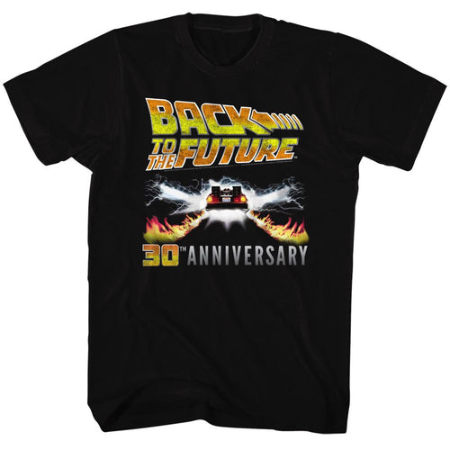 Black Back to the Future t-shirt featuring Back to the Future 30th Anniversary commemorative design