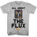 Gray heather Back to the Future t-shirt featuring Back to the Future All About Flux design