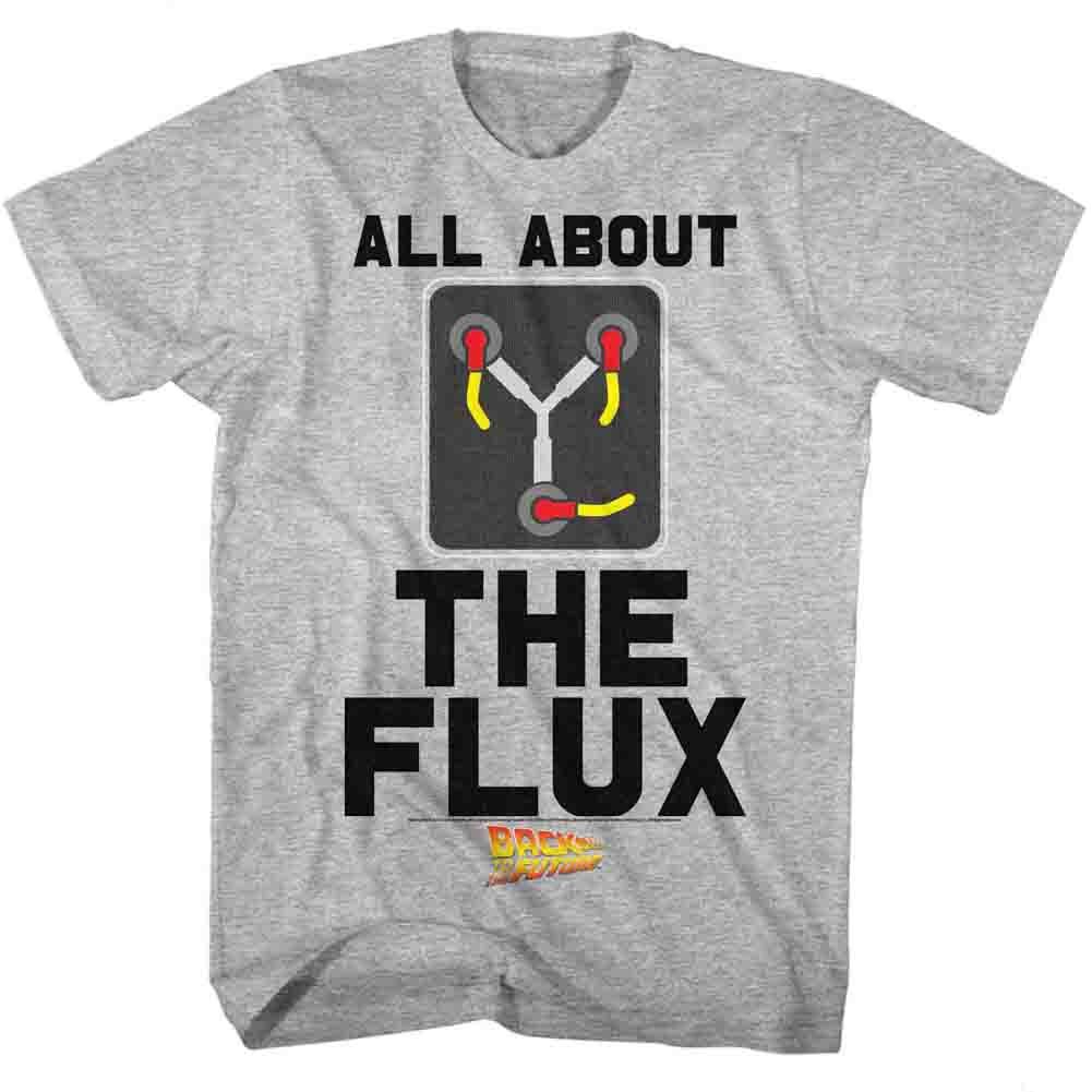 Gray heather Back to the Future t-shirt featuring Back to the Future All About Flux design
