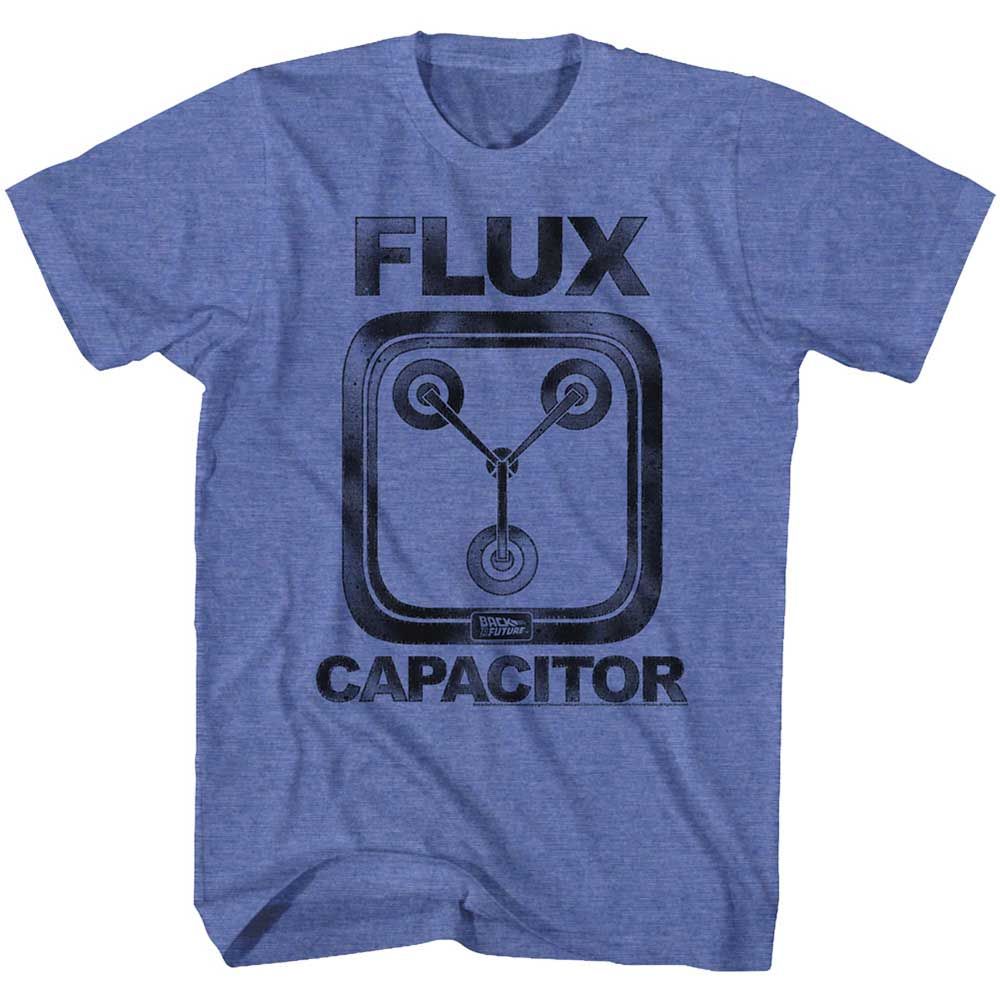 Royal Heather Back to the Future t-shirt featuring a Flux design