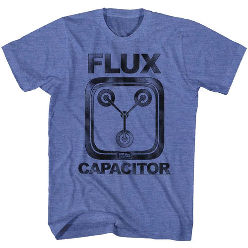Royal Heather Back to the Future t-shirt featuring a Flux design
