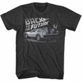 Black heather Back to the Future t-shirt featuring Back to the Future Faded vintage logo design