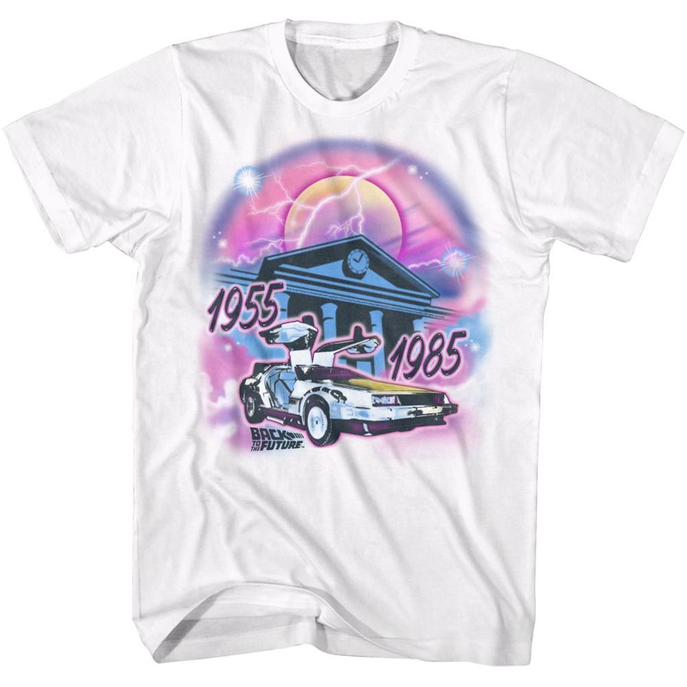 White Back to the Future t-shirt featuring Back to the Future Airbrush vintage design