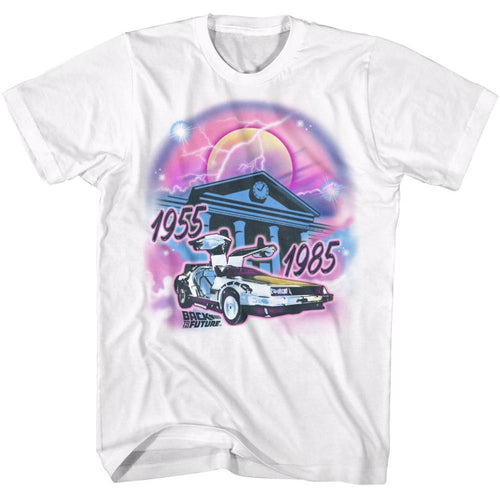 White Back to the Future t-shirt featuring Back to the Future Airbrush vintage design