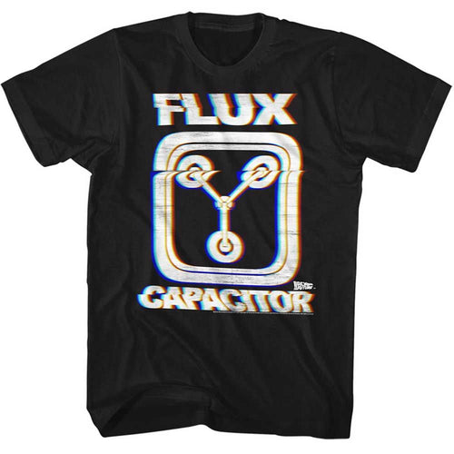 Black Back to the Future t-shirt featuring a Flux design