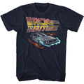 Navy Back to the Future t-shirt featuring Back to the Future Future text design