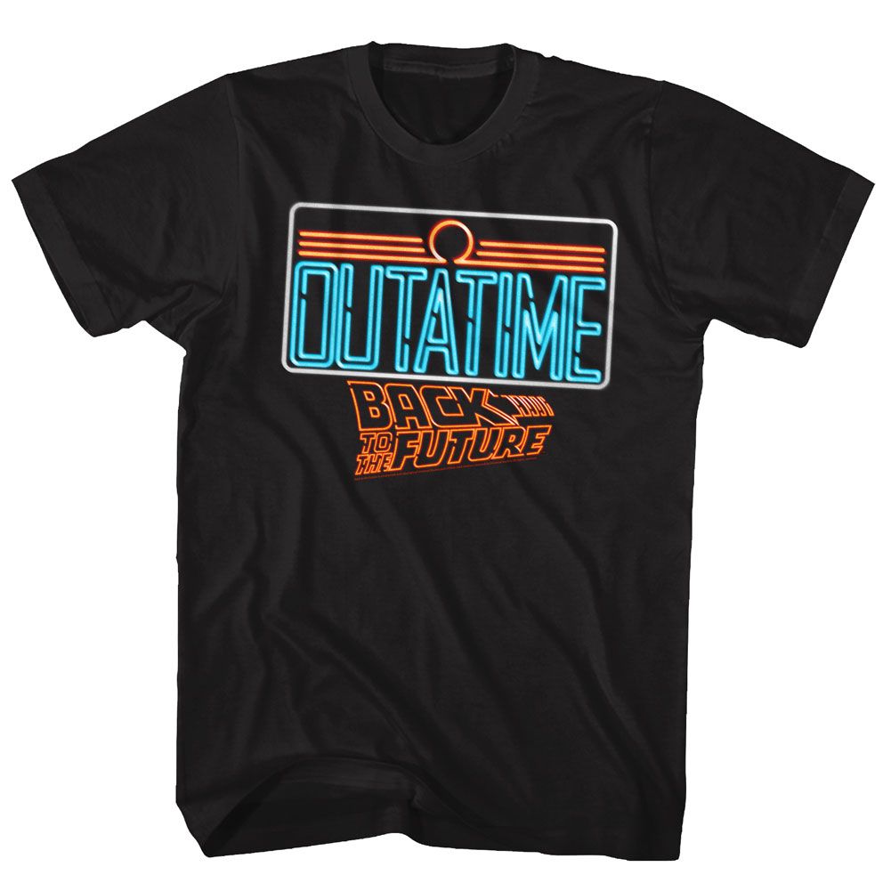 Black Back to the Future t-shirt featuring Back to the Future Neon glow design