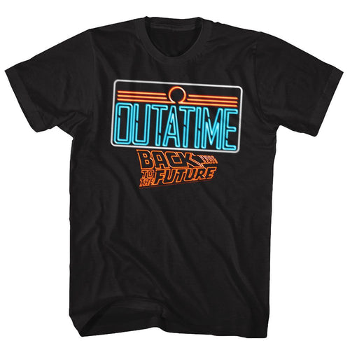 Black Back to the Future t-shirt featuring Back to the Future Neon glow design