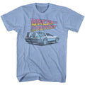 Light blue heather Back to the Future t-shirt featuring Back to the Future Future text design