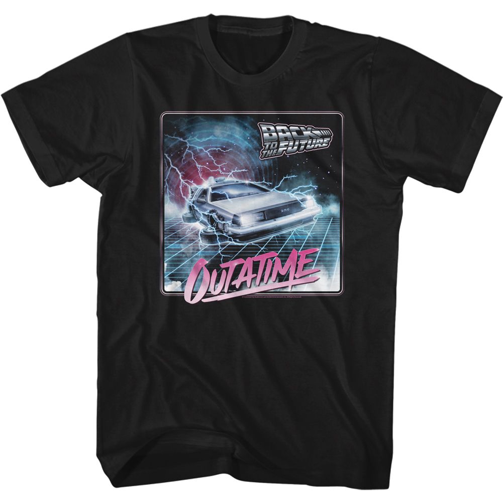 Black Back to the Future t-shirt featuring Back to the Future Outatime design