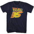 Navy Back to the Future t-shirt featuring Back to the Future 35th Anniversary distressed design