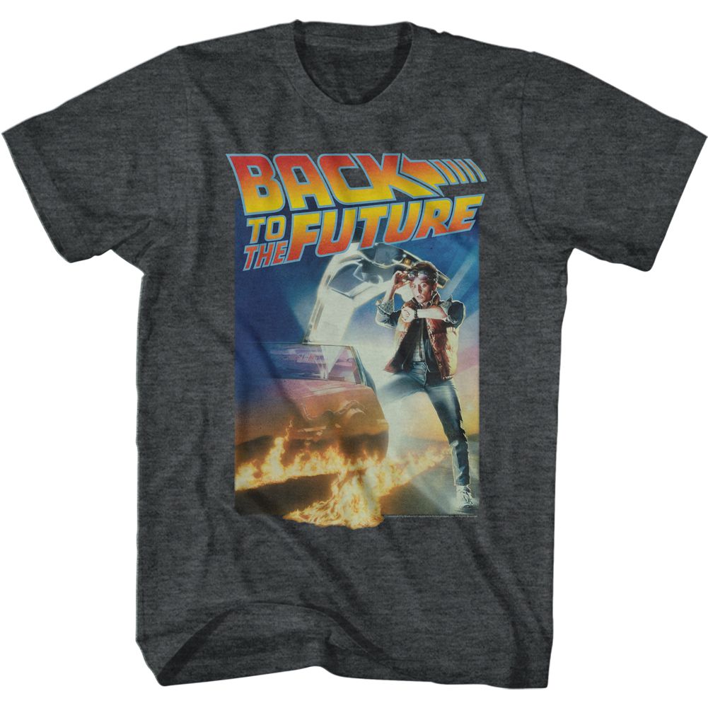 Black heather Back to the Future t-shirt featuring Back to the Future Poster With Big Gig Logo design